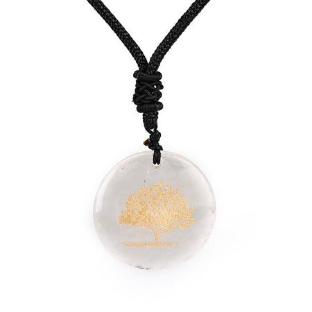 bijou collier pendentif arbre de vie cristal de roche