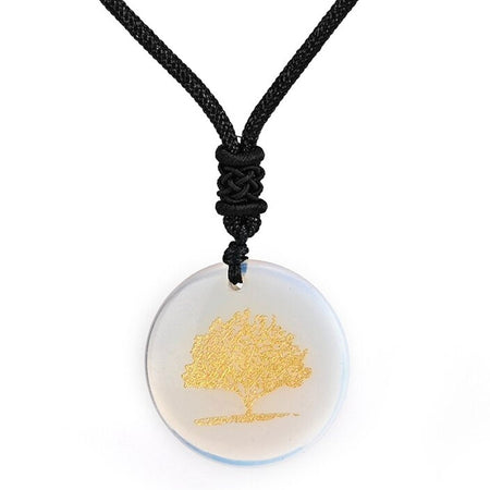 bijou collier pendentif arbre de vie opale