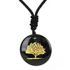 bijou collier pendentif arbre de vie obsidienne noire