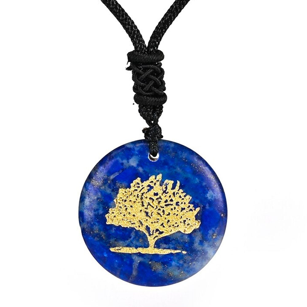 bijou collier pendentif arbre de vie lapis lazuli