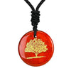 bijou collier pendentif arbre de vie jaspe rouge