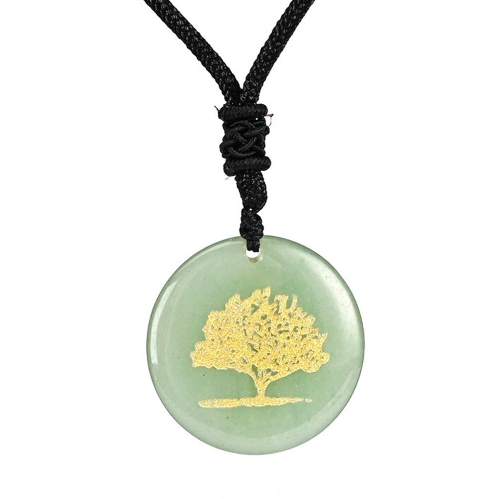 Collier pendentif arbre de vie aventurine verte