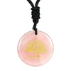 bijou collier pendentif arbre de vie quartz rose