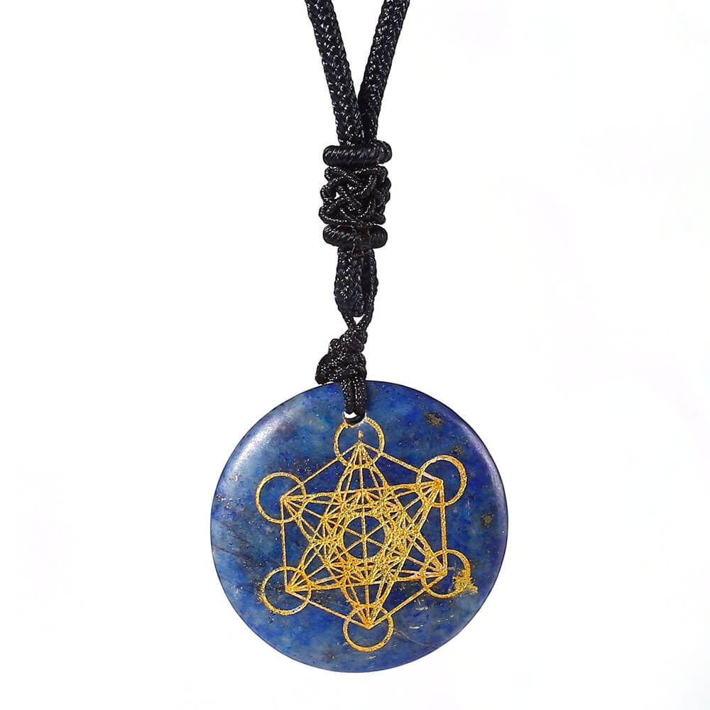 bijou collier pendentif cube de métatron lapis lazuli