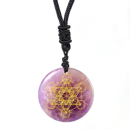 bijou collier pendentif cube de métatron améthyste