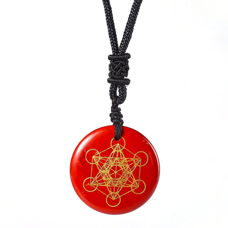bijou collier pendentif cube de métatron jaspe rouge