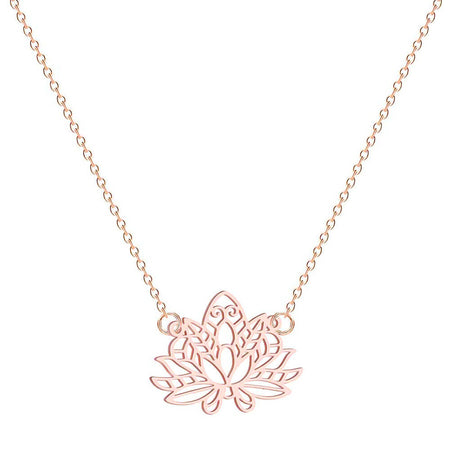 bijou collier pendentif fleur de lotus or rose