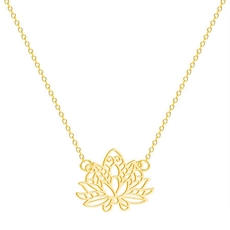 bijou collier pendentif fleur de lotus or