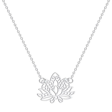 bijou collier pendentif fleur de lotus argent