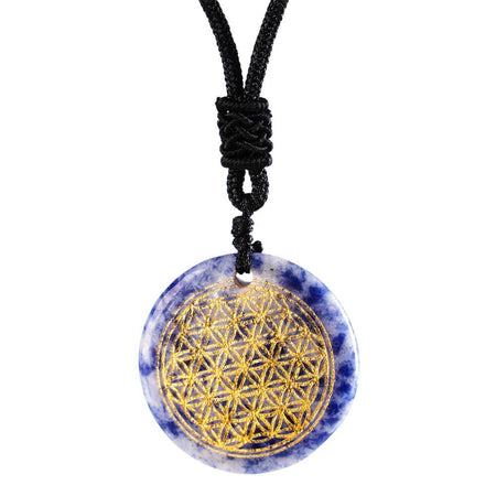 collier pendentif fleur de vie pierre sodalite