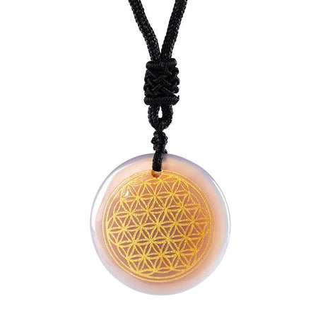 collier pendentif fleur de vie pierre agate botswana