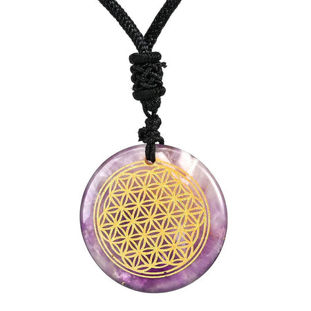 collier pendentif fleur de vie pierre amethyste