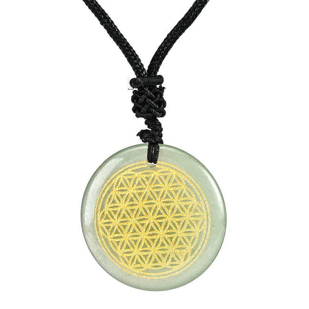 collier pendentif fleur de vie pierre aventurine verte