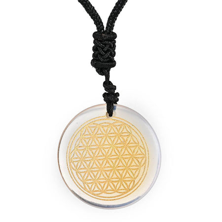 collier pendentif fleur de vie pierre opale