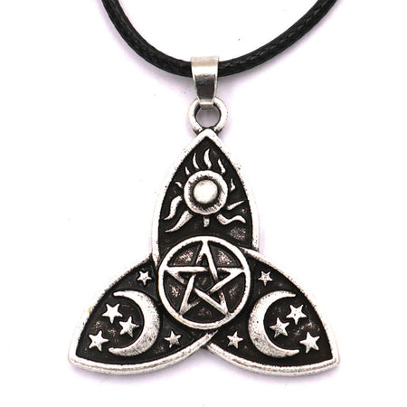 collier pendentif triquetra pentacle lune argent