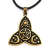 collier pendentif triquetra pentacle lune bronze