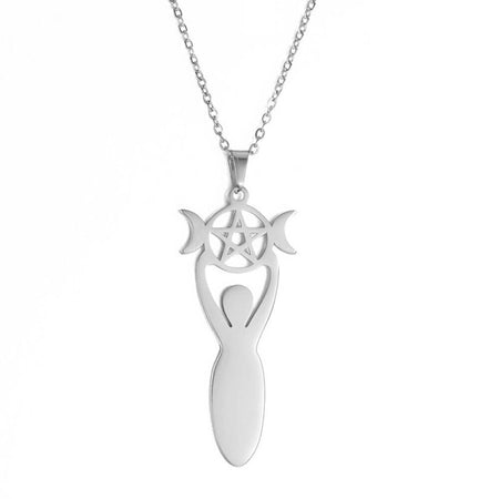bijou collier pendentif triple lune deesse wicca argent