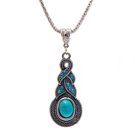 collier pendentif turquoise vintage