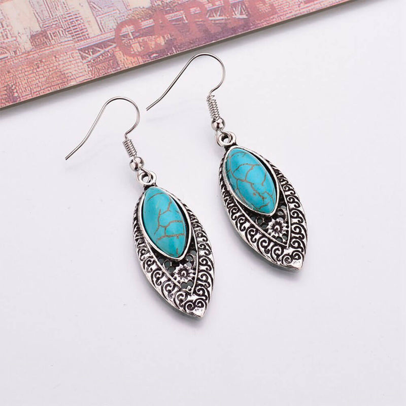 Boucles D'oreilles Turquoise En Argent 925 - Clous Avec Pierre Naturelle, Cadeau élégant Pour Femme