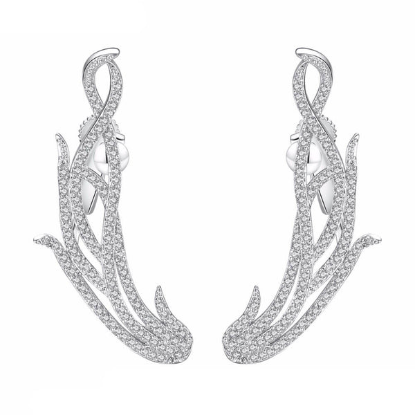 Boucles D'oreilles Pendantes Ailes D'ange En Métal Argenté - Dormeuses, Occasion Bon état
