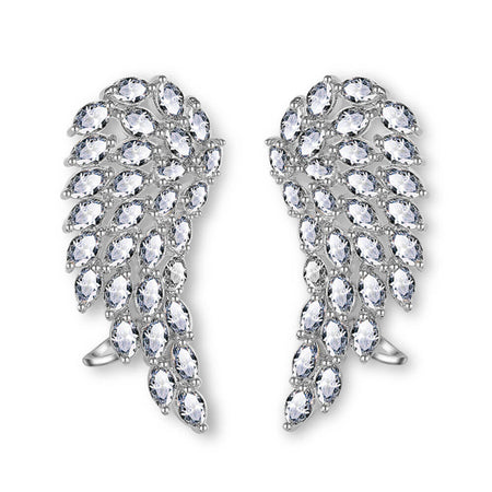 boucles d'oreilles ailes d'ange cristaux argent