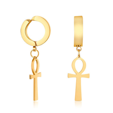 boucles d'oreilles croix de vie ankh or