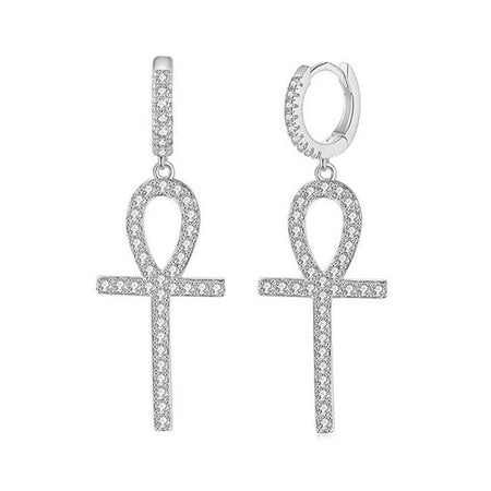 boucles d'oreilles croix de vie ankh argent
