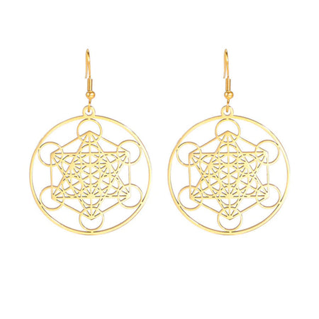 boucles d'oreilles cube de metatron or