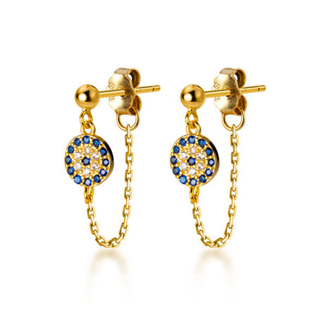 boucles d'oreilles oeil bleu turc or