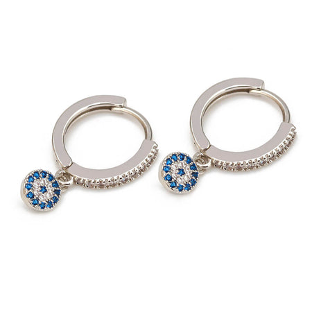 boucles d'oreilles mauvais oeil bleu argent