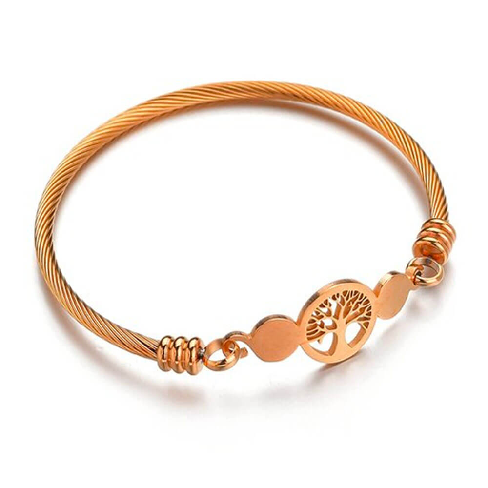 bracelet arbre de vie acier or rose