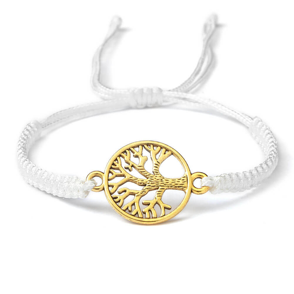 bracelet arbre de vie blanc or
