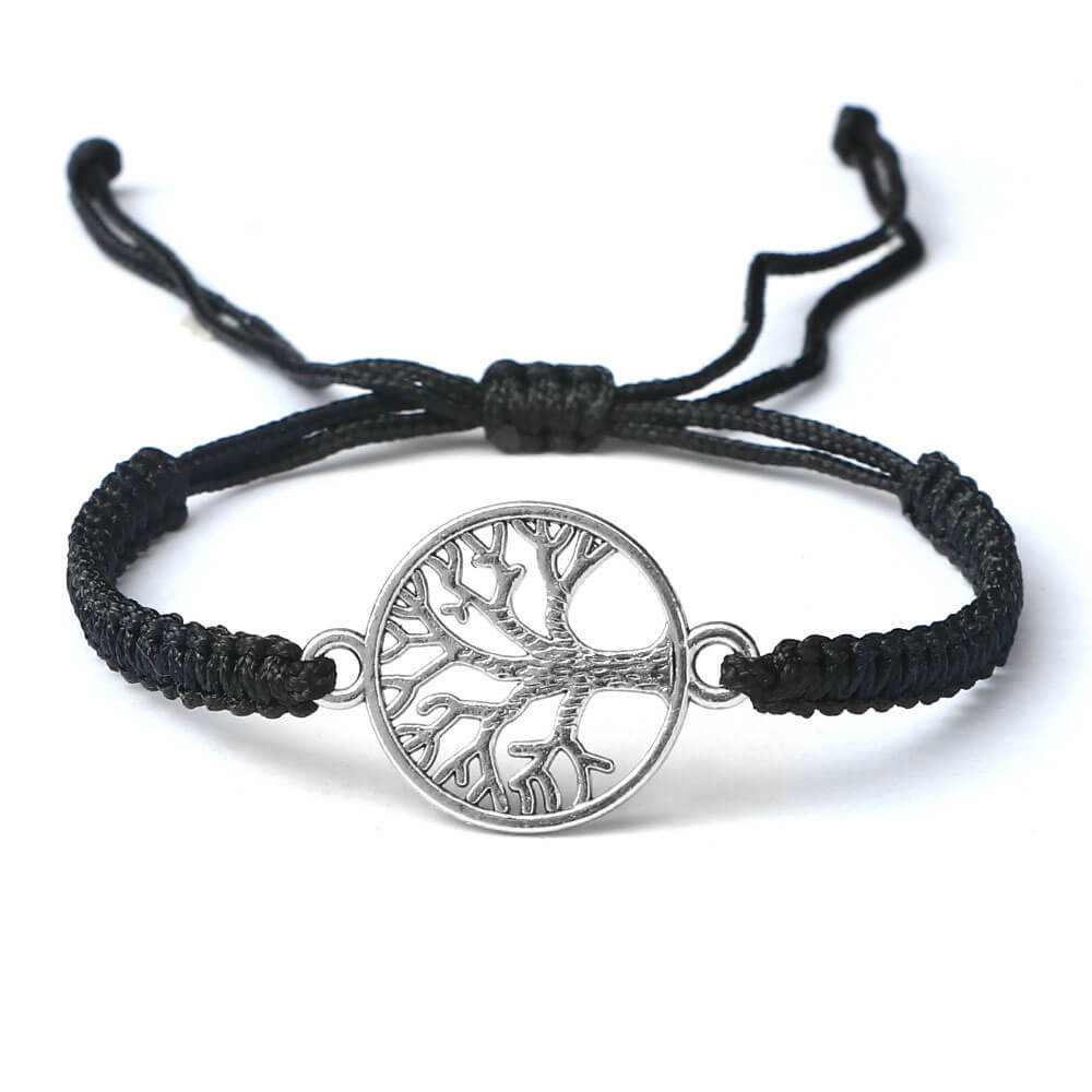 bracelet arbre de vie noir argent