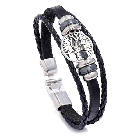 bracelet arbre de vie cuir noir