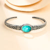bracelet jonc reglable acier argent noir pierre turquoise