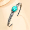 bracelet jonc reglable acier argent noir pierre turquoise