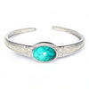 bracelet jonc reglable acier argent pierre turquoise