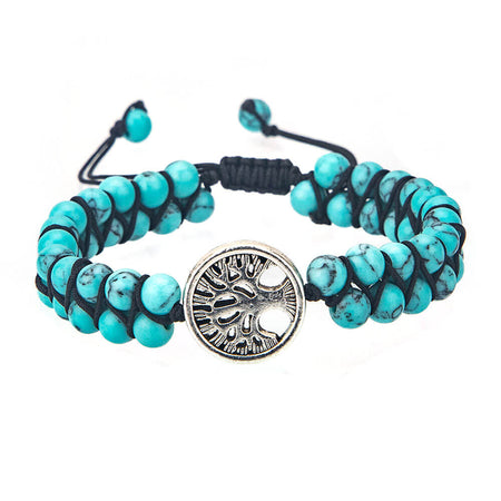 bracelet turquoise mala tibetain arbre de vie