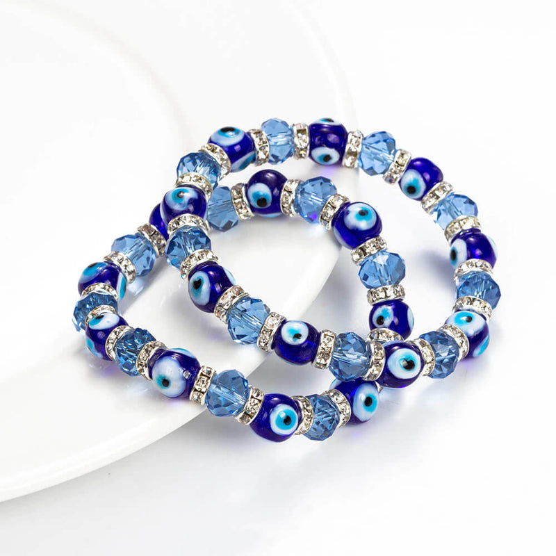 Bracelet élastique perles oeil bleu grec – Esoterique Paris