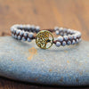 bracelet perle grise arbre de vie or