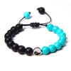 bracelet yin yang perle turquoise bleu noir