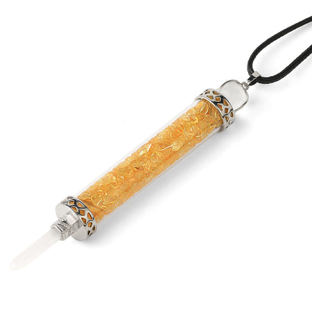 collier pendentif fiole citrine jaune