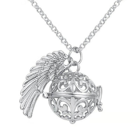 collier pendentif ailes d'ange bola de grossesse argent