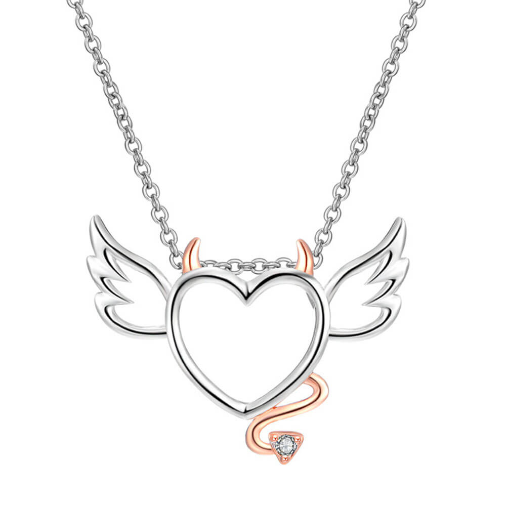Collier pendentif ailes d'ange coeur