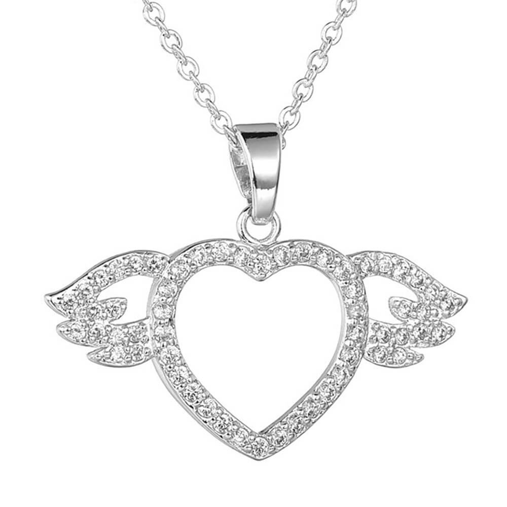 collier pendentif ailes d'ange coeur amour argent