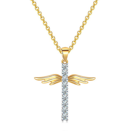 collier pendentif ailes d'ange croix