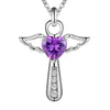 collier pendentif ailes d'ange croix coeur