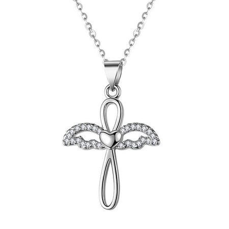collier pendentif ailes d'ange coeur argent