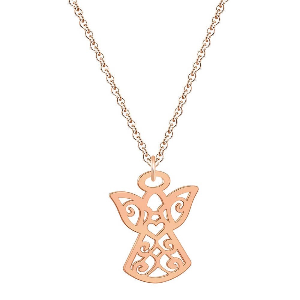 collier pendentif ange feminin or rose