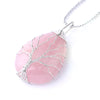 collier pendentif arbre de vie argent quartz rose